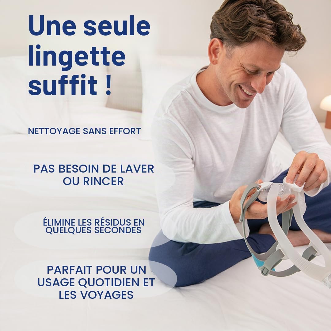 Snugell Lingettes pour masque CPAP non parfumées – 110 unités (lot de 3) – 100 % coton doux – Sans peluches et sans alcool – Formule sans danger pour la peau à l'aloe vera – Boîte facile à ouvrir