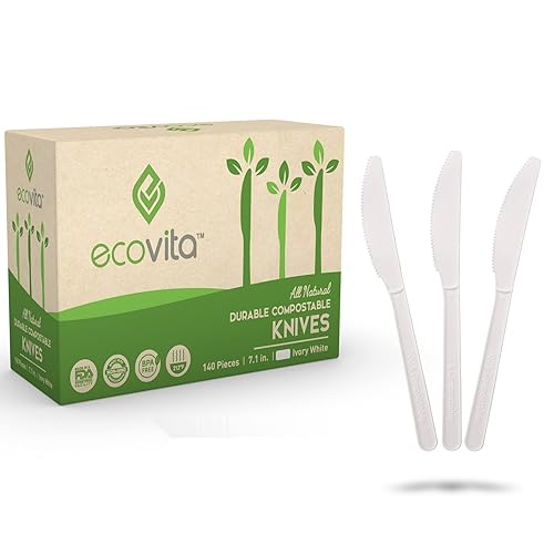 Ecovita 100% Compostable Knives - 140 Large Disposable Utensils (7