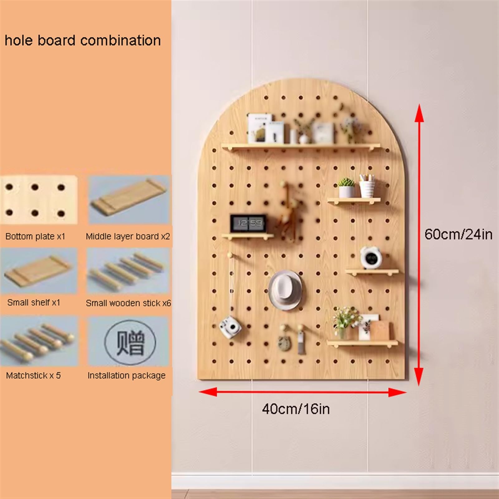 Pegboard Lochwand, Holz Stecktafel Kombination Wand Organizer-Set, Wandhalterung Steckbrett Teiler, Handwerk Veranstalter Steckbrett Anzeige Für Schlafzimmer Studie (Farbe : Grün, Größe : 60