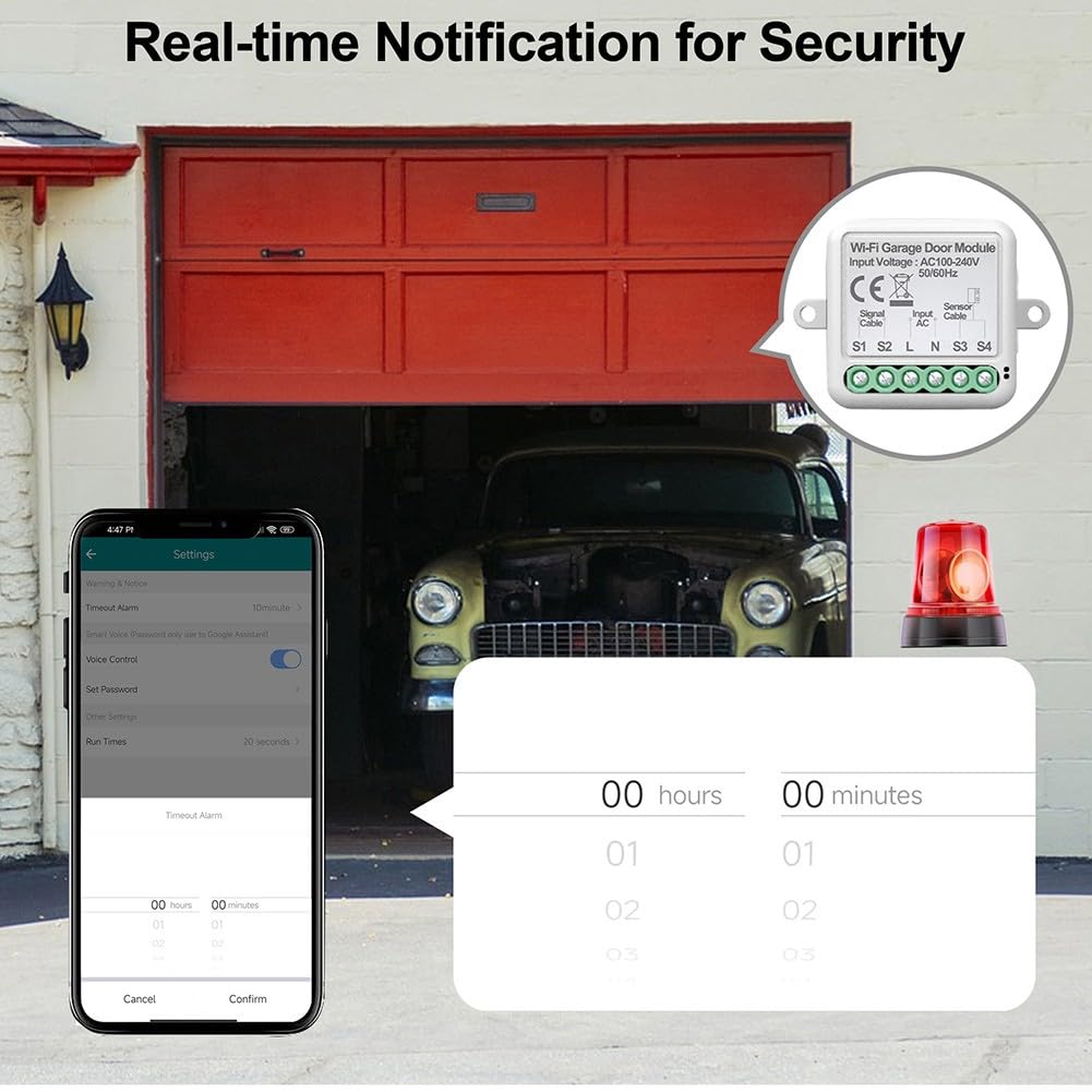 Módulo de puerta de garaje WiFi, para aplicación Tuya, controlador inteligente de puerta de garaje, abridor de sensores de puerta de garaje en tiempo real, control remoto y voz