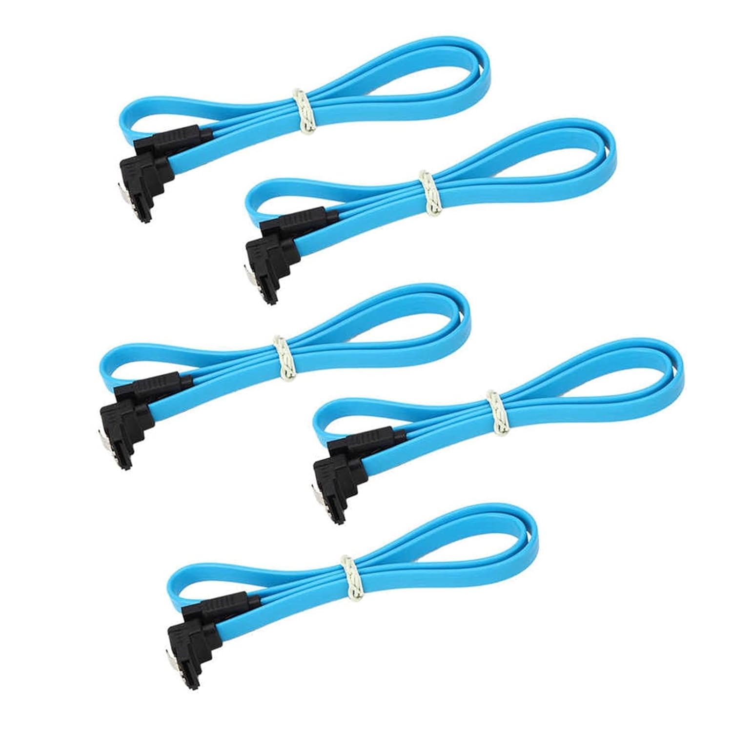 Ruiting Store 5PCs SATA3.0 Data Cable Elbow Blue 6Gb/s Plastic Fit Fit Compatible SATA Cord Drives Controller Connectors