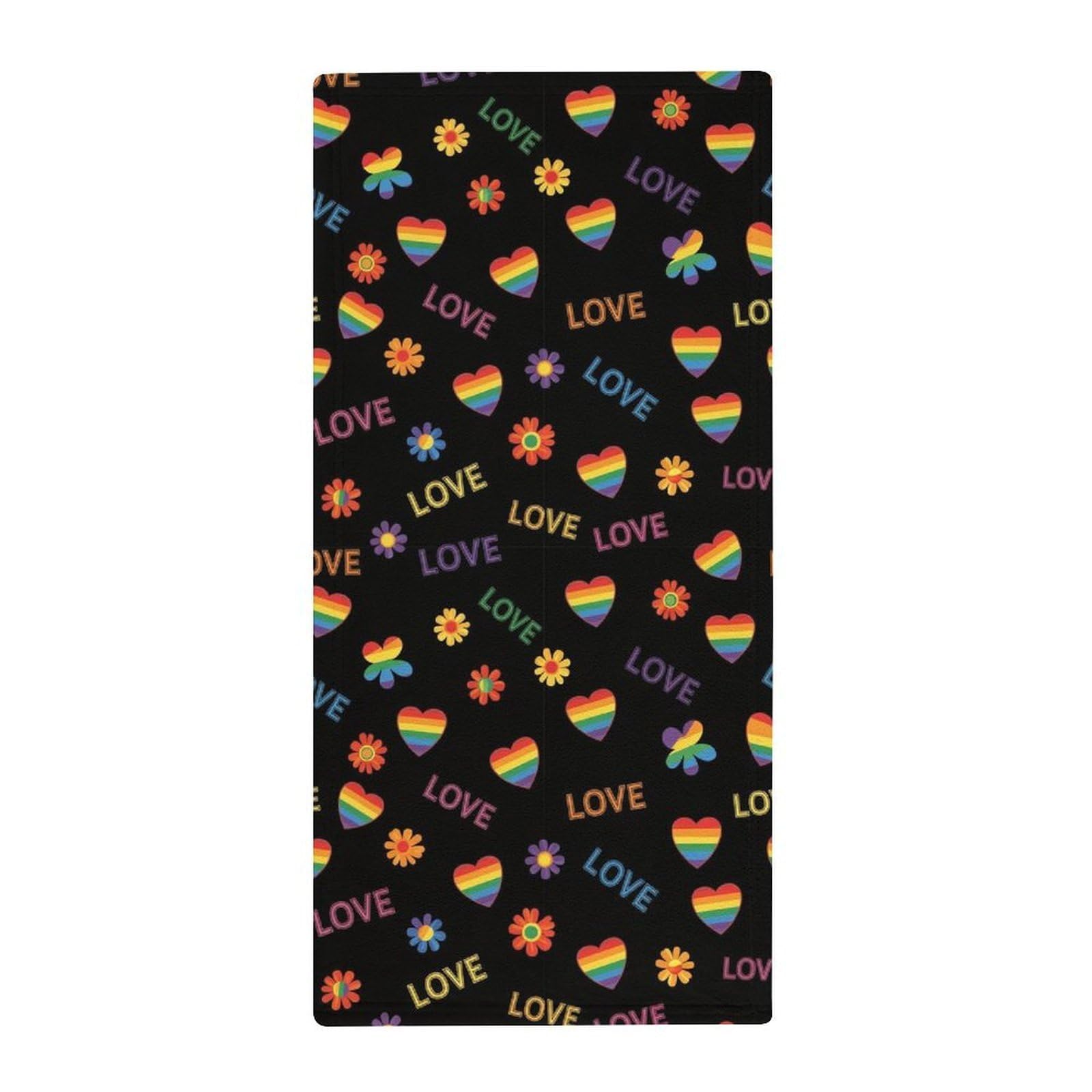 Anceky Premium Absorbent Fingertip Towels, LGBT Pride Rainbow Hearts Lightweight Decorative Face Towels for Kitchen, Travel & Luxury Hotels