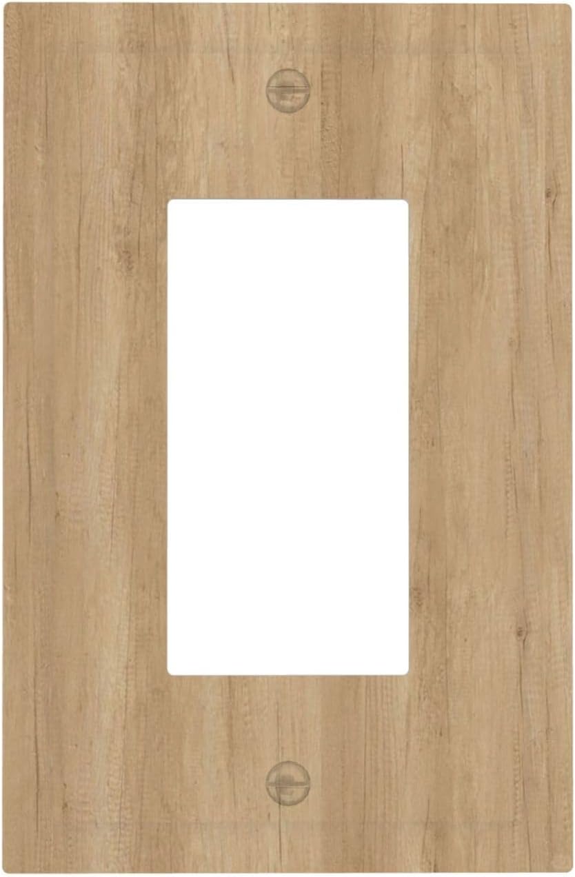 Decorative Outlet Covers Light Oak Wood Grain Texture 1 Gang Single Rocker Gfci Wall Plates Light Switch Cover Plate Electrical Switch Plate Cover For Home Cabin Decor