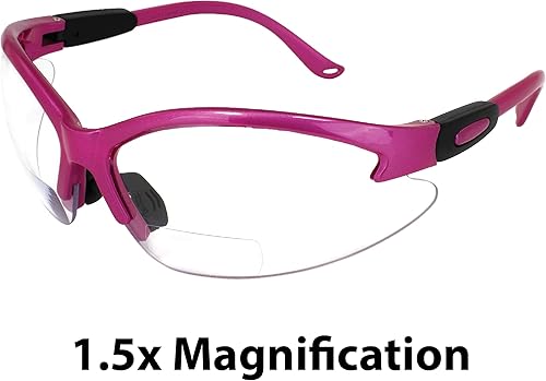 Miniatura 9 de Global Vision Gafas Cougar Bifocal - Gafas de seguridad para mujer, color rosa oscuro, marco de nailon, lentes transparentes (marco de nailon rosa