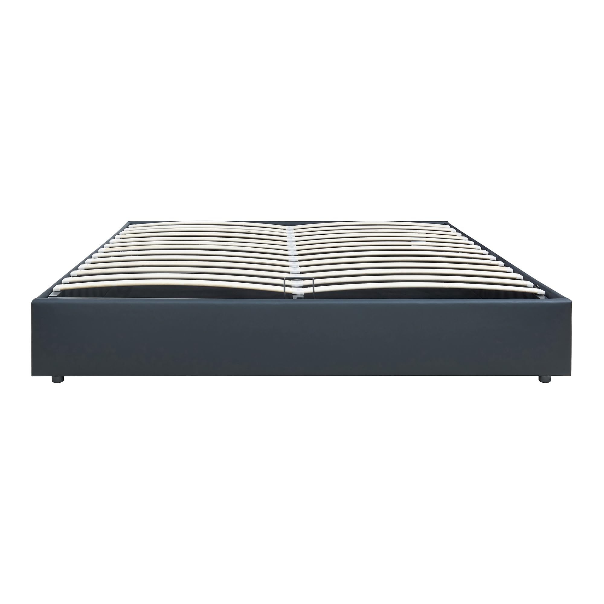 [en.casa] Cama Matrimonio NOLA Canapé Abatible con Somier y Colchón 180x200 cm Espacio de Almacenamiento Cama Tapizado Polipiel MDF Contrachapado 206 x 181 x 28 cm - Negro
