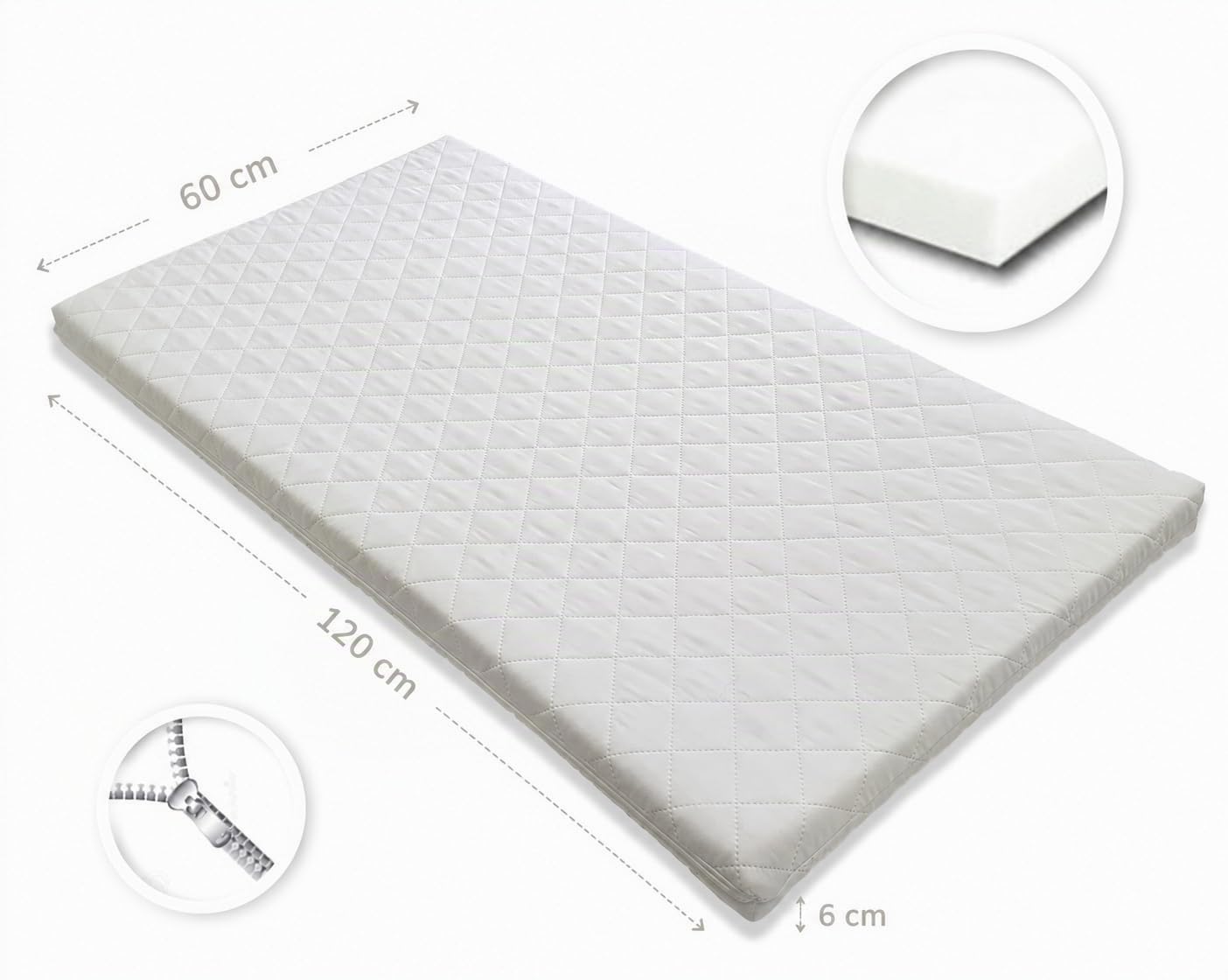 Generisch Kinderbett Ted 60x120cm mit Matratze 120x60x6 cm