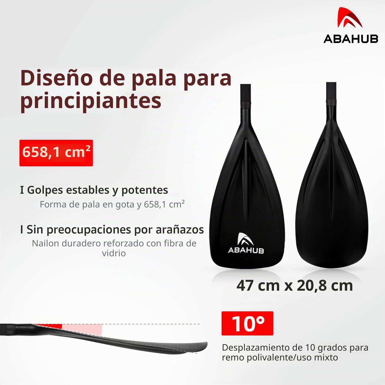 Abahub 3-Parte Remo Paddle Surf Aluminio Pala Sup Paddle Telescopic 173-213cm con Revestimiento de PU para Sup Surf Board Boating, Hoja de plástico de Nylon Negro/Azul/Verde/Rojo/Naranja/Amarillo