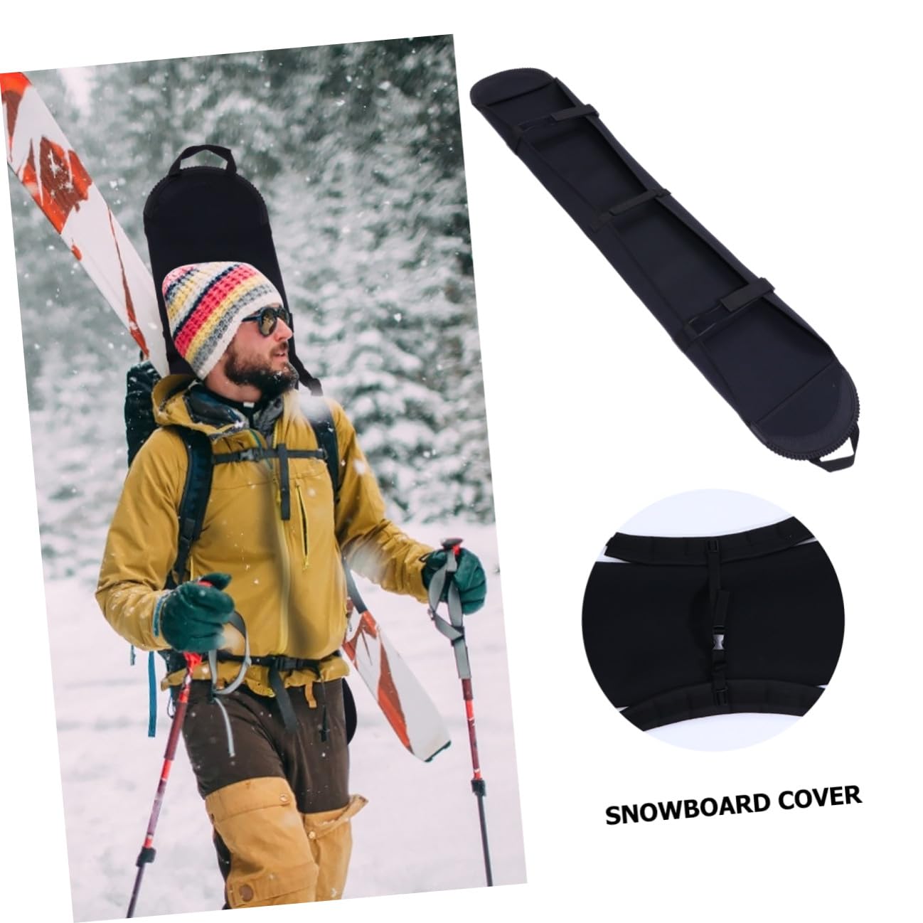 Funda para Snowboard Negra Resistente Suciedad Bolsa Práctica para Equipo de Esquí Almacenamiento Conveniente y Diseño Multiusos para Viajes y Transporte Seguro