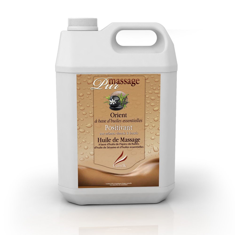 Camylle - Aceite de Masaje Oriente - Aceite de Masaje de Lujo para Masaje Tradicional o Ducha Vichy - Positivado con aromas calientes y amaderados - 5000ml