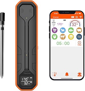 Dewjom Wireless Meat Thermometer – Digital Cooking Thermometer with Wireless Probe – 500Ft Remote Range Food Thermometer –...
