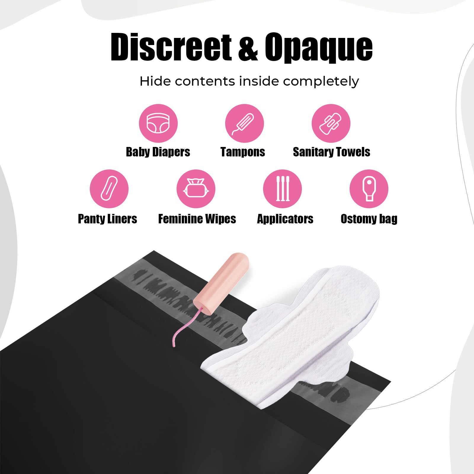 Personal Care Sanitary Disposal Bags(320 Counts),Sanitary Napkin Disposal Feminine Hygiene Bags,with Pouch, Black & Pink, Bundle