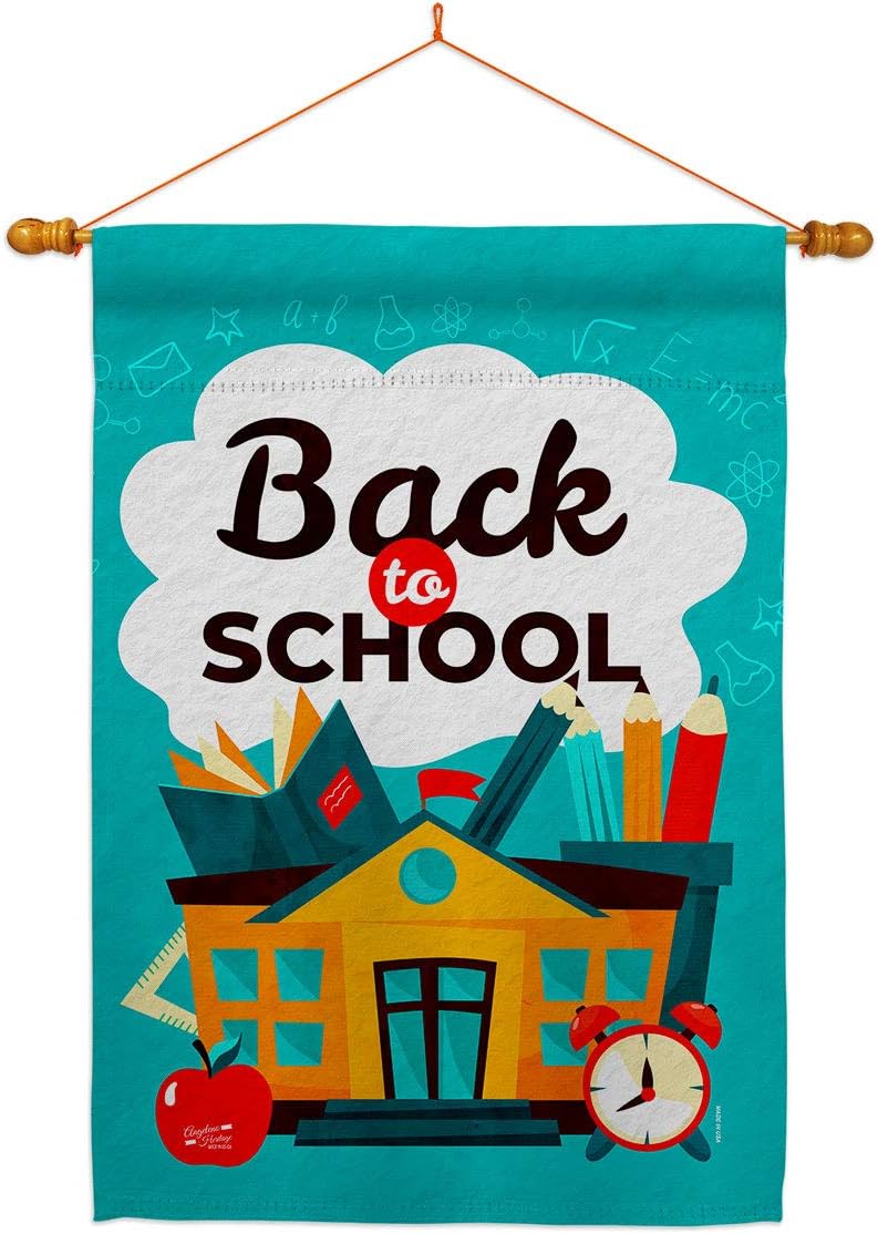 Ready for School House Flag Education Back to First Day Bus Supplies Teacher Students Class Small Decorative Gift Yard Banner Made In USA 28 X 40