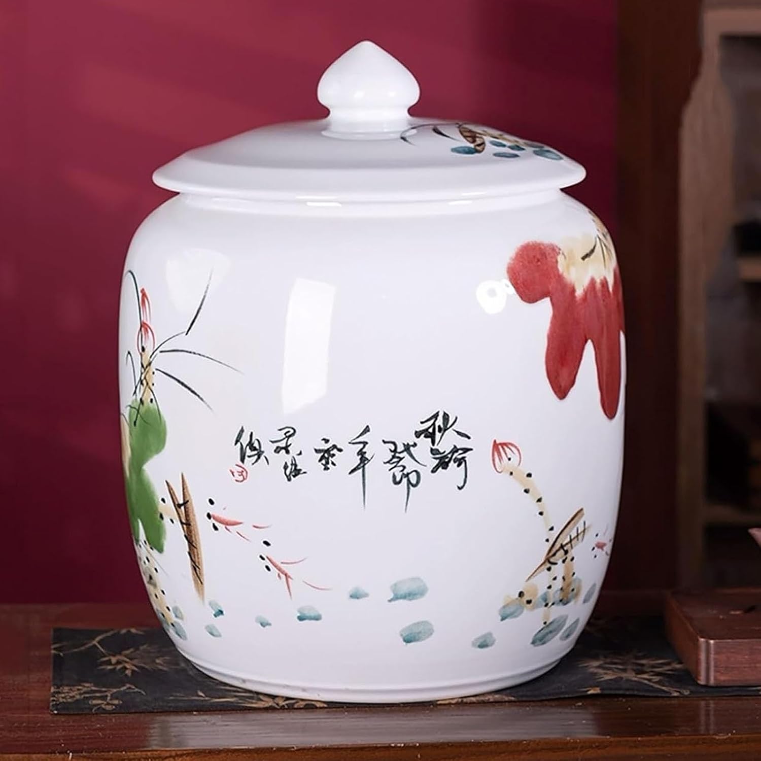 Ceramic Rice Container Rice Bucket Food Dispenser Rice Storage Box Kitchen Sealed Jar With Lid Grain Dispenser Grain Ceramic Container Grains Snacks Candy Coffee(1,25kg)