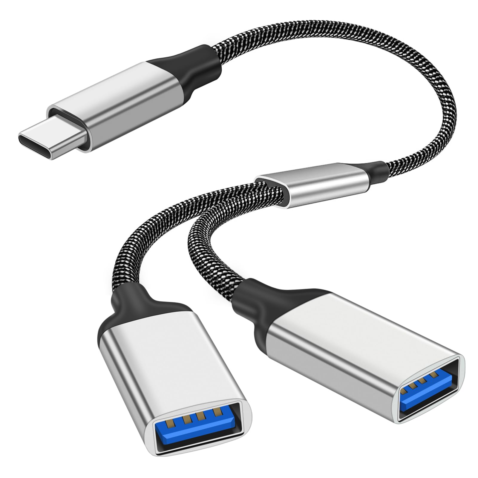 AXFEE USB C Splitter Cable, Dual USB 2.0 Power Cable Extension, Data Split Adapter, Type C Port Extender Hub Extra, für Charging Data Transfer, Kompatibel mit Lapto Mac Auto Xbox One Series PS4, PS5