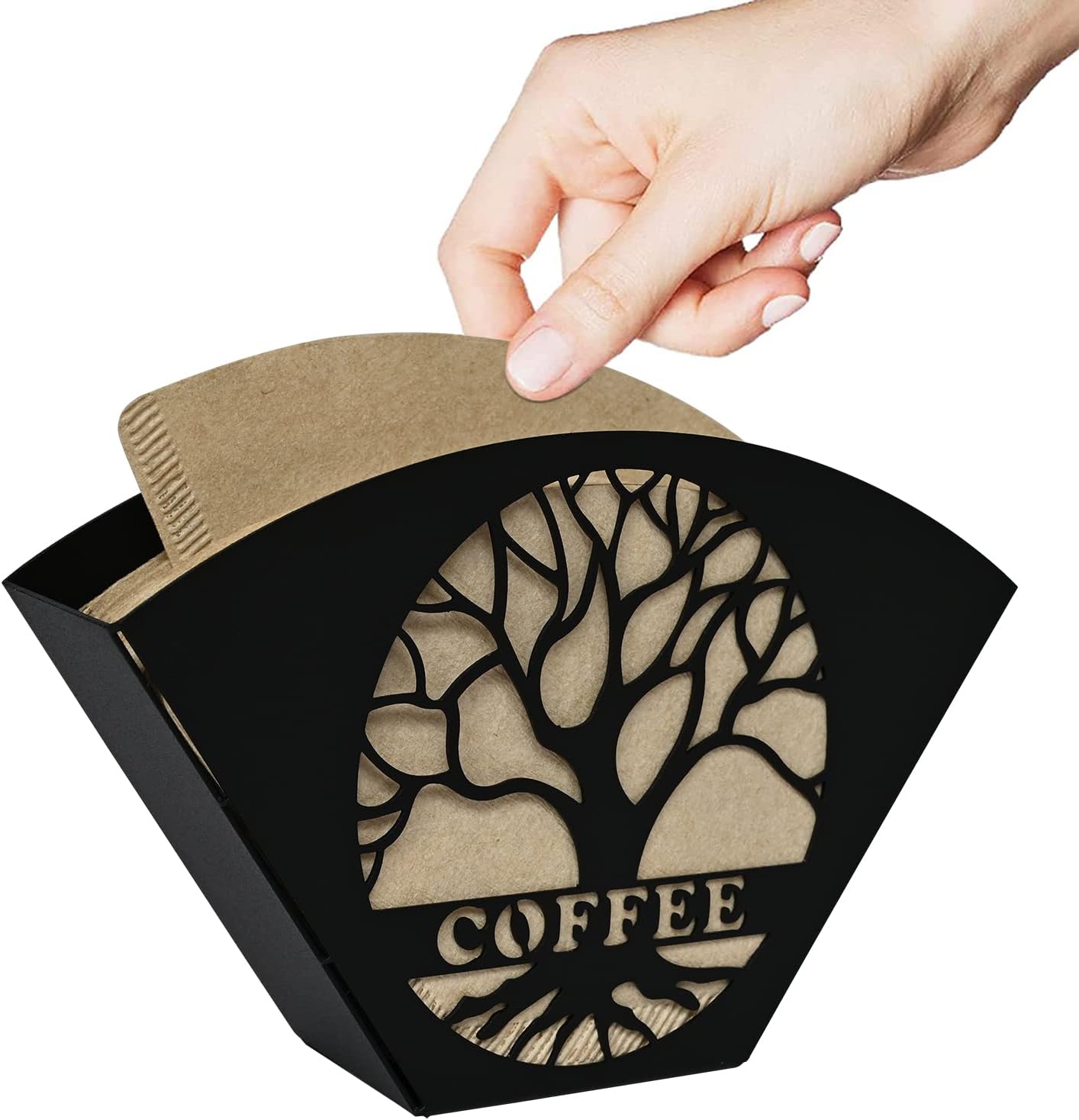 Unibene Bamboo Coffee Filter Holder, Coffee Paper Storage