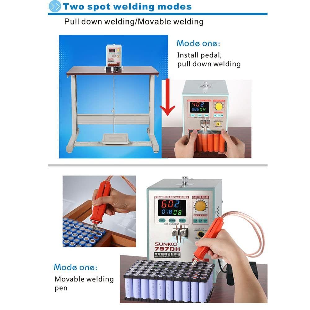 Saldatrice a Punti a Batteria 797DH, Saldatrice a Batteria, Saldatrice a Punti a impulsi da 3,8 kW, Saldatrice a Punti a Batteria e Stazione di Saldatura Saldatrice a impulsi Portatile, per Pacco ba
