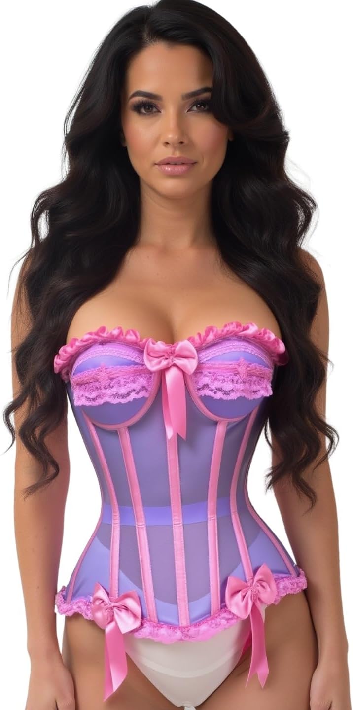 Daisy corsets Women's Daisy Corsets Womens Underwire Mesh Bustier Corset Top & Plus Size