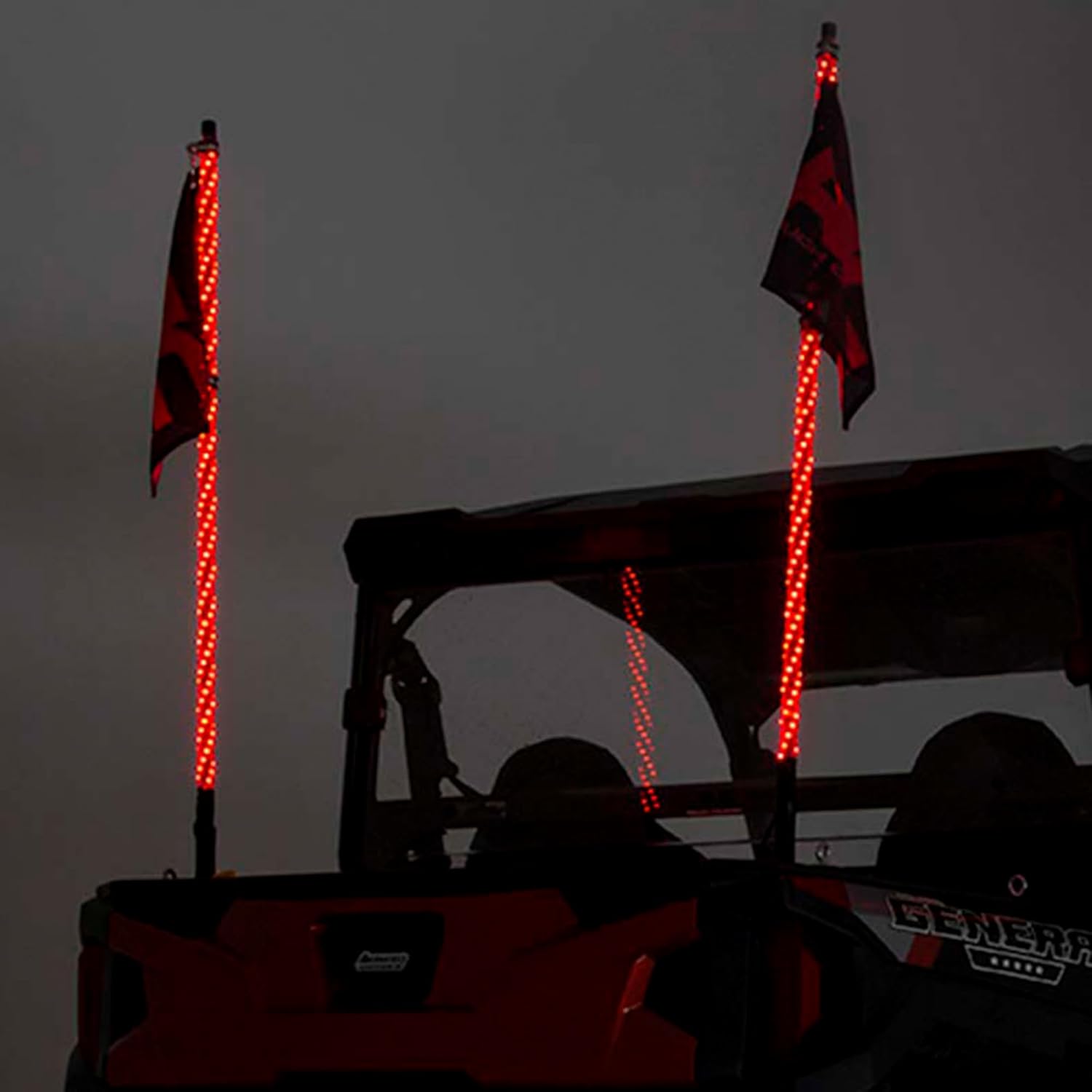 Rough Country Polaris LED Whip Light Bracket Kit for 17-22 General/Ranger- 93049 Black