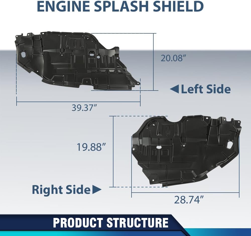PIT66 Front Engine Splash Shield Compatible with Toyota Camry 2012 2013 2014 Under Lower Engine Splash Guard Pair Set Driver and Passenger Side 5144206140, 5144106150, TO1228178, TO1228177