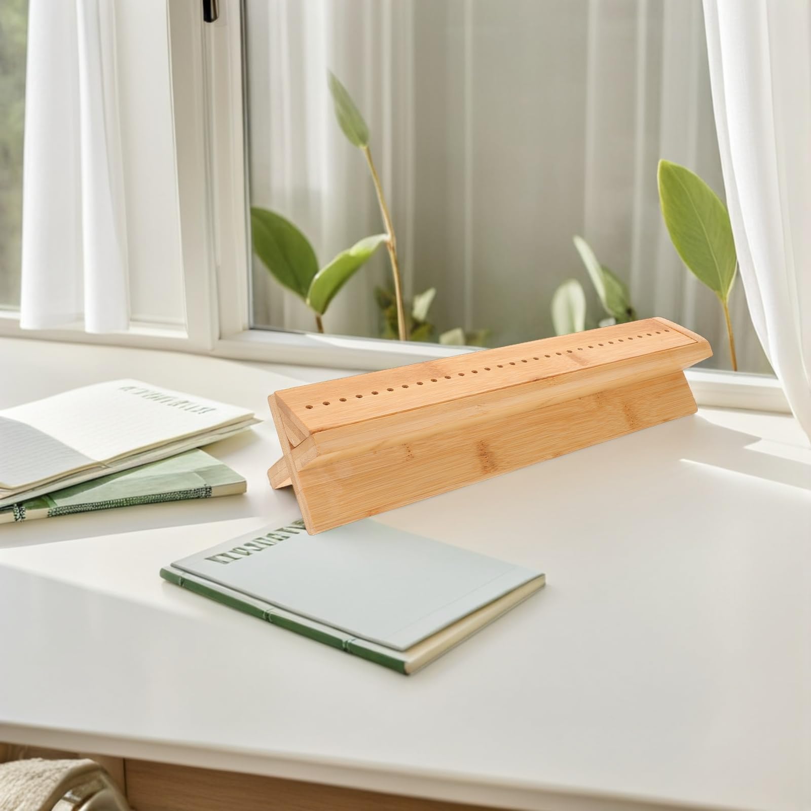 NUOBESTY Kit de Encuadernación de Madera con Cuna de Perforación de 32 Cm, Herramienta Portátil con Punzón para Agujeros Precisos en Libros y Manualidades, Accesorios para Bricolaje