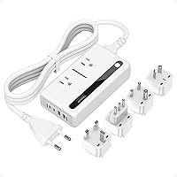Vista 10 de Convertidor de voltaje de 220 V a 110 V, adaptador de viaje universal TESSAN con 4 cargadores USB (1 USB C), 3 enchufes de CA y adaptador