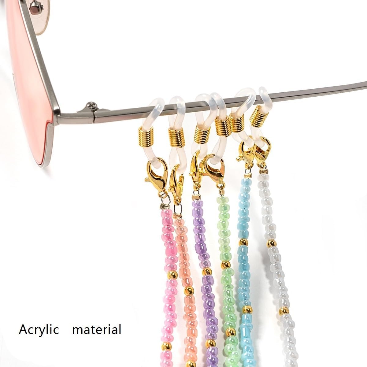 Retro Beads Eyeglass Chains Silicone Buckle Sunglasses Hanging Neck Multi-function Color Eyewear Lanyard