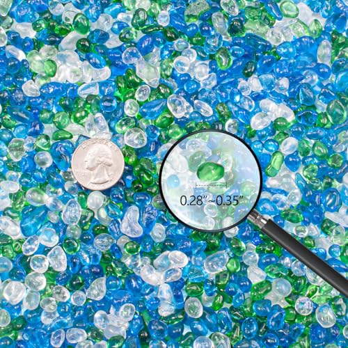 Image of Keedolla 2 lbs /900g Aquarium Glass Pebbles Stones Fish Tank Rocks Gravel, Green Mix Glass Gemstones Fish Bowl Rocks for Vase Fillers, DIY Crafts, Home Decor - 6-9mm