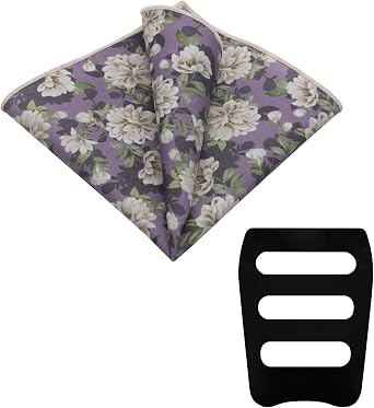Floral Pocket Square for men, Handkerchief for Men Mens Cotton Pocket Square with Holder for Banquet Wedding Party
