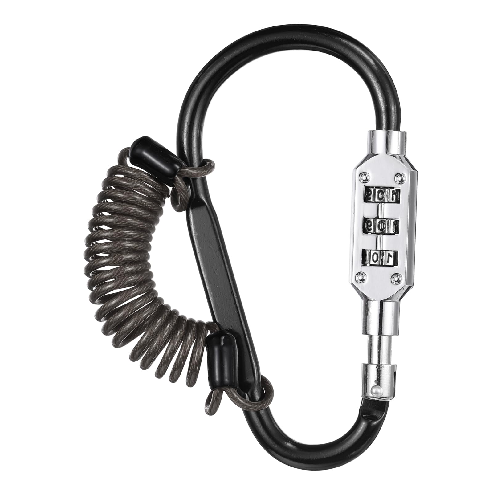 PATIKIL Security Steel Cable Lock, (3.3 Feet, Black), Double Loop Safety Wire Rope with 4.8" D-Shaped 3-Digit Code Combination Lock, Suit for - Bicycles/Motorcycle/Suitcase/Luggage — image 1