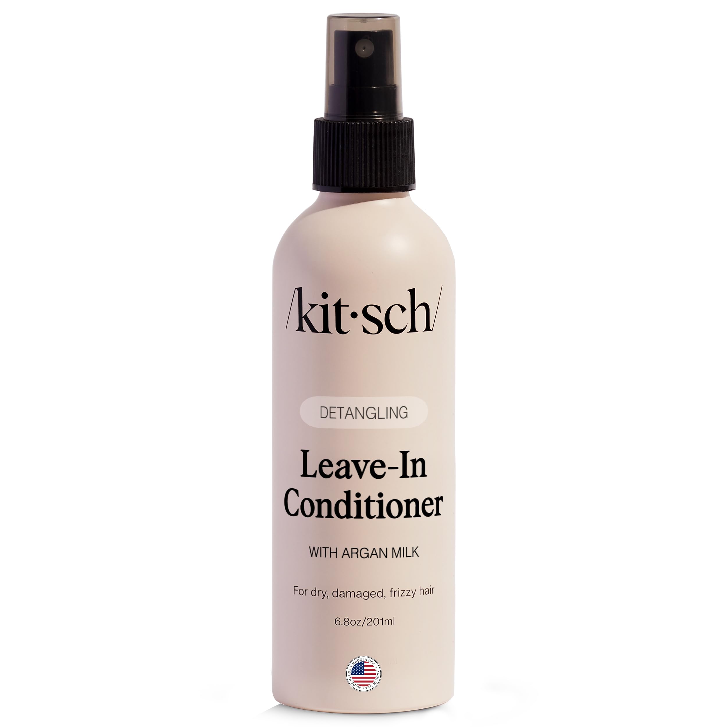 Kitsch Argan Milk Leave In Conditioner Spray – Hair Detangler Spray for Curly, Wavy, Fine, Dry & Damaged Hair - Silicone-Free | Ideal Gifts for Women - 6.3oz