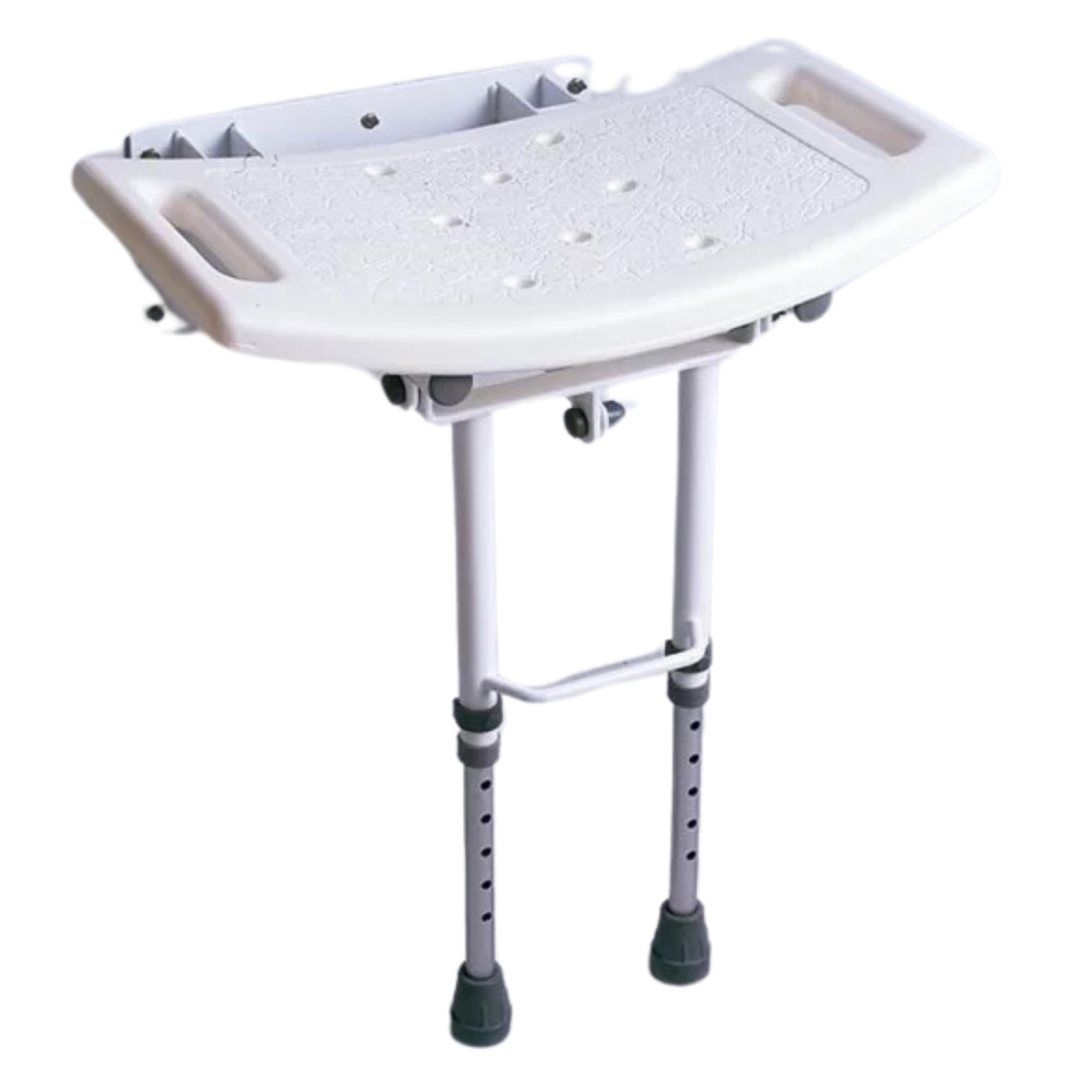 Asiento Abatible de Pared con Patas para Ducha. Asiento Ayudas Ducha Personas Movilidad Reducida. Asiento Plegable con Patas Regulables en Altura. Extra de Seguridad en Casa