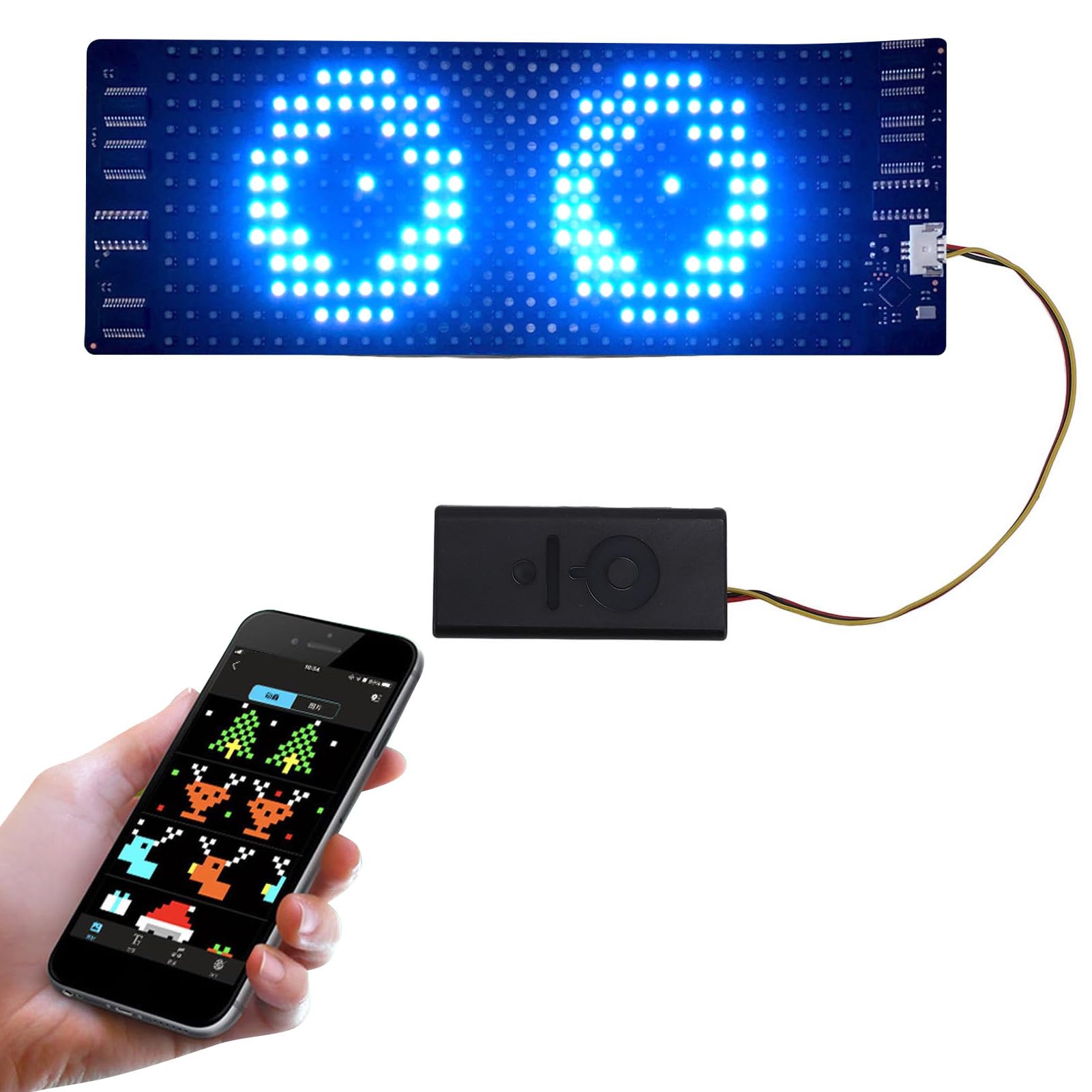 Garsent Flexible LED Display with APP Control, HD Full Color Programmable LED Screen with 12x32 Resolution, Water Proof Wearable RGB Sign for Bag Hat Glasses Accessories (158.5x58mm)