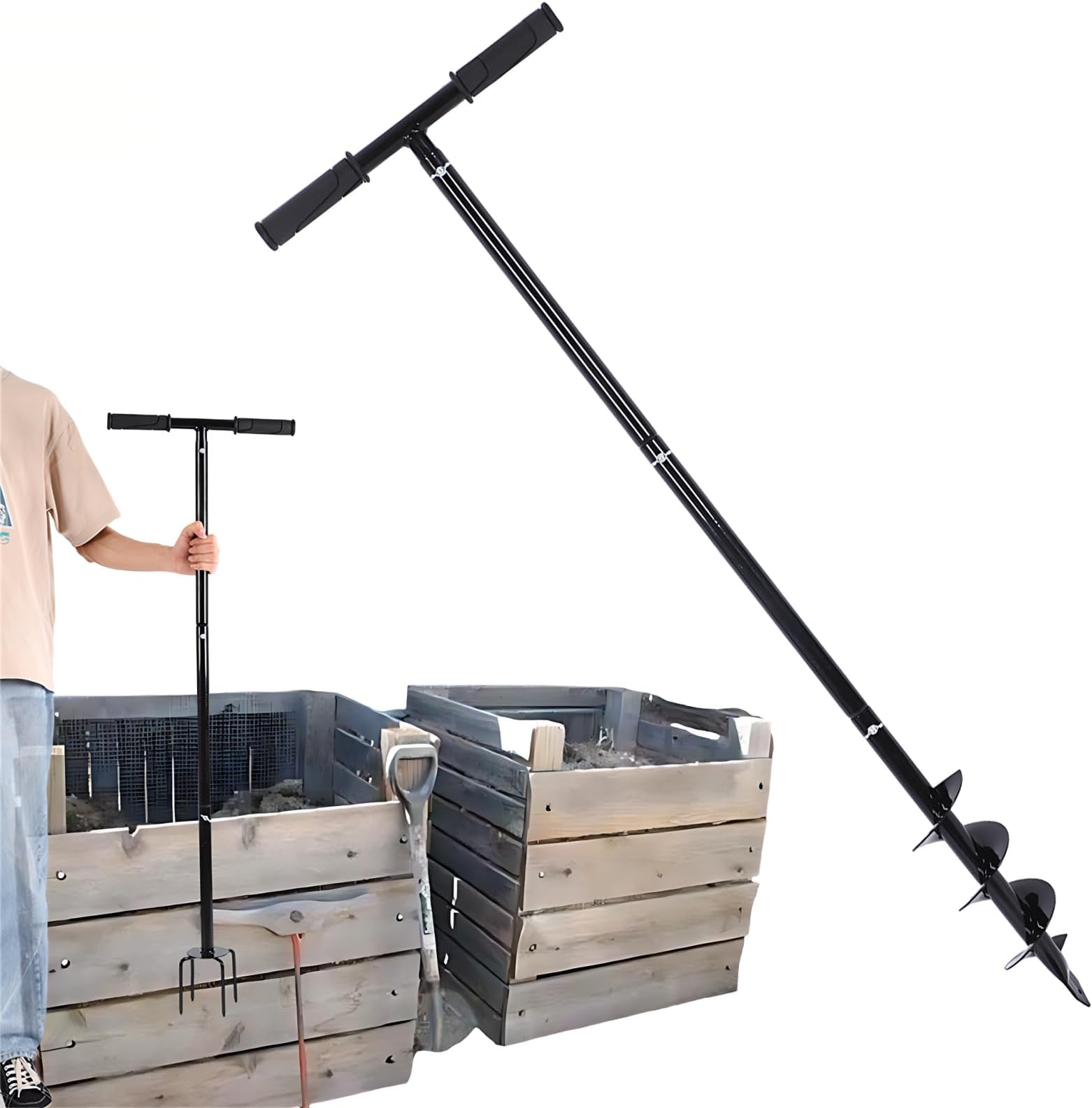 Compost Stirrer Tool 45.6 inch Compost Turning Tool Outdoor Manual Composting Bar Compost Turner Aerator Accessories Turner and Mixing Tool for Outdoor