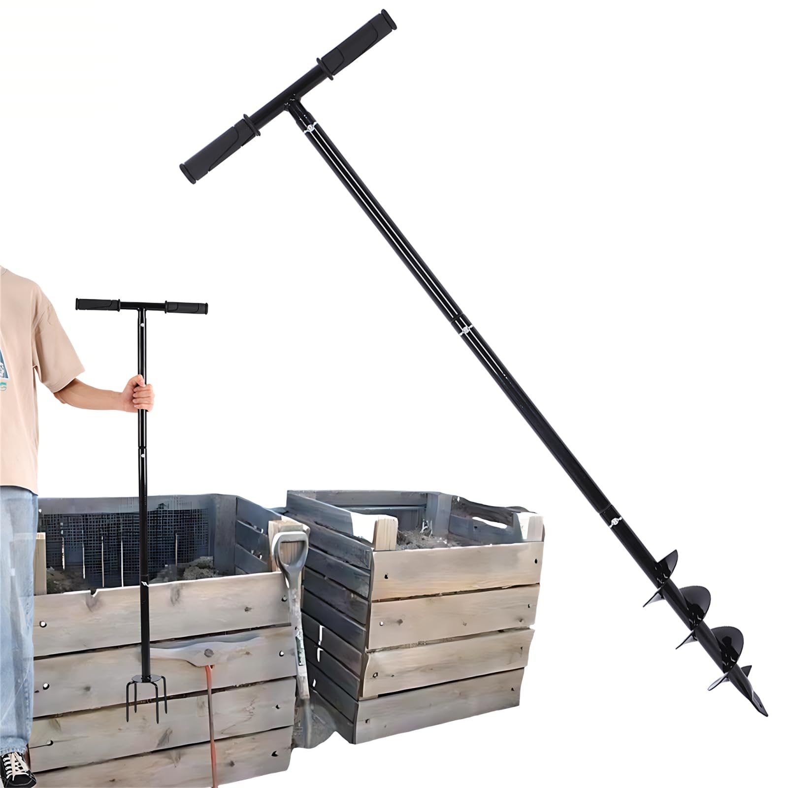 Compost Stirring Tool 45.6 inch Compost Turning Tool Outdoor Manual Composting Bar Compost Turner Aerator Accessories Turner and Mixing Tool for Outdoor