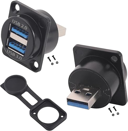 PENGLIN 2 adaptadores USB 3.0, doble USB macho a hembra, conector de montaje en panel, soporte de datos/cargador, para laptop, teclado, smartphone,