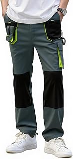 Maizoon Calças de trabalho industriais duradouras para homem cargo resistentes bolsos nos joelhos com fecho de correr para mecânica construção e oficina