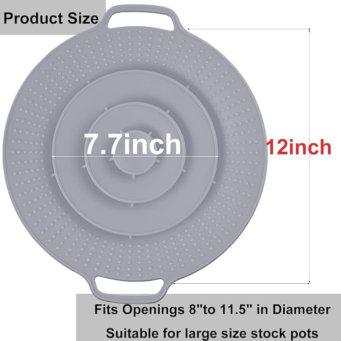 Pot Cover Spill Stopper Lid - Thicken Silicone Boil Over Spill Safeguard,FDA Food Grade Stopper Lid Cover for Pots And Pans, BPA-free Instant Pot Cover, Fits Openings 8" to 11.5" in Diameter