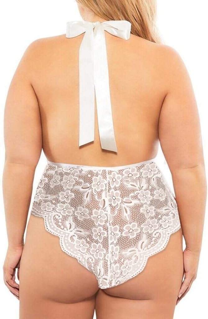 Lingerie Size Babydoll Sexy Underwear Women Sheer Lace Deep V Bodysuit