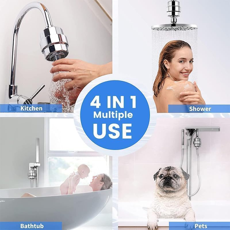 Image of Grofilo Hard Water Softener for Tap and Shower, Bathroom Shower Filter for Hard Water, Universal Water Filter for Tap & Shower, Helps Reduce Chlorine, Rust, Sediment, Protects Hair & Skin