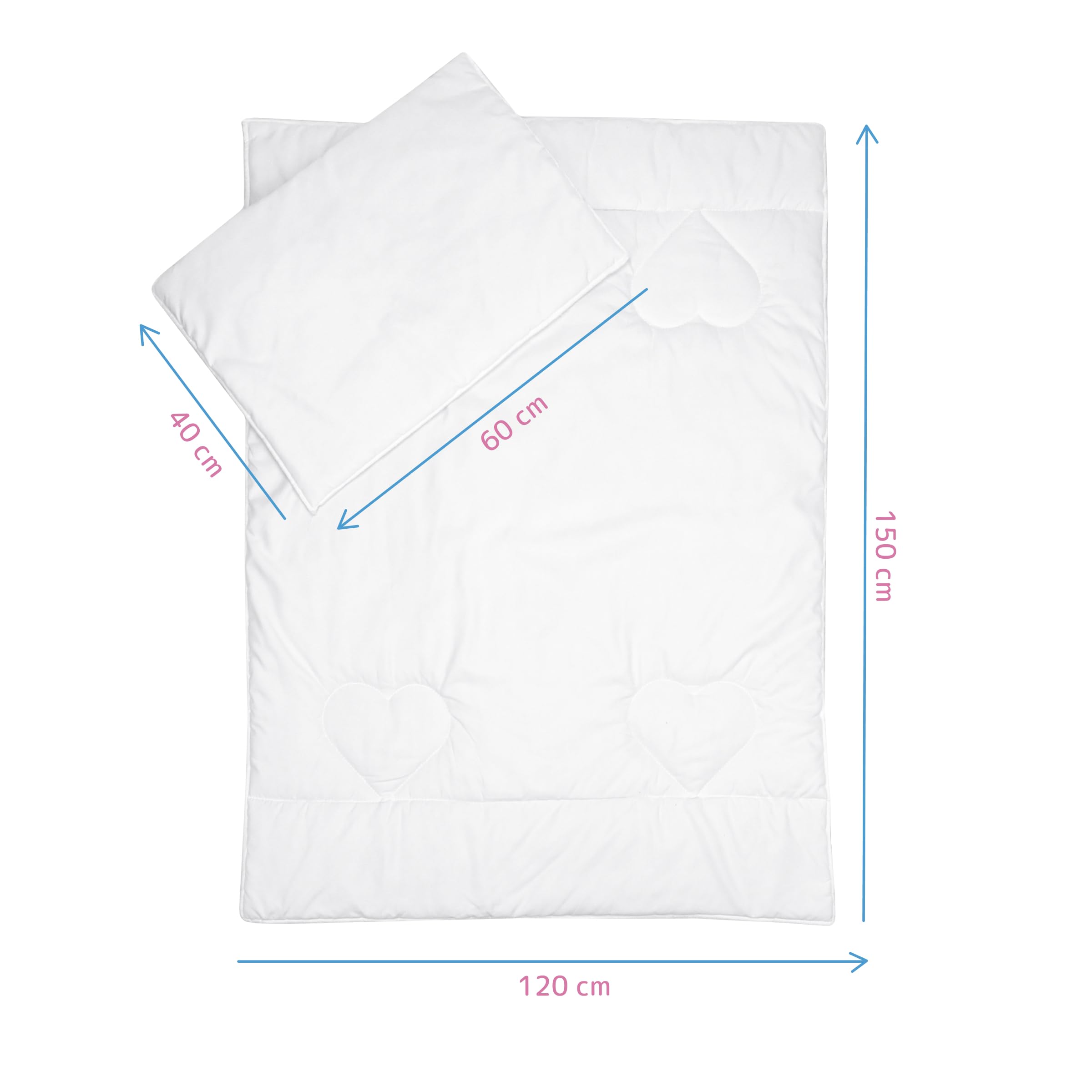 Baby Comfort Kids Junior Bed Quilted Duvet Flat Pillow Filling 150x120 cm All Year Round 12M+, White - Image 4