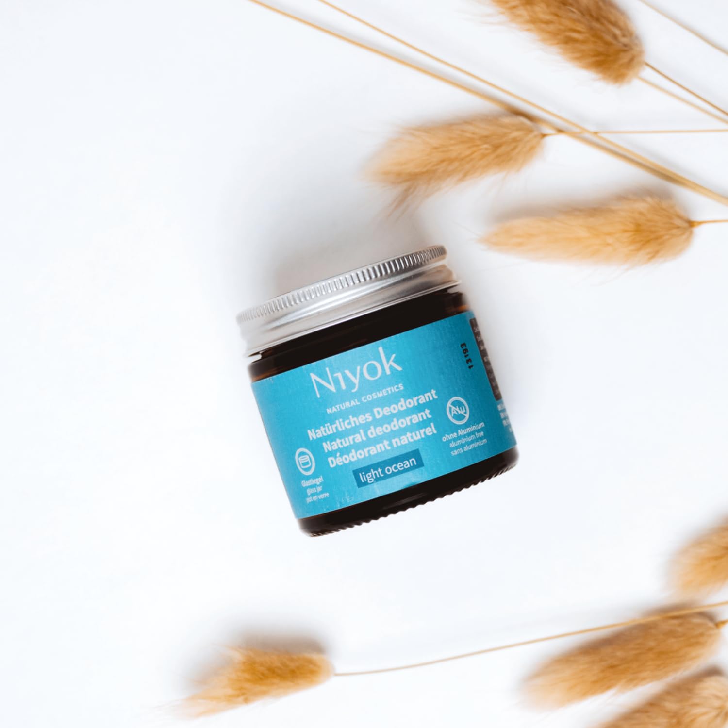 Niyok 2w1 Dezodorant krem LIGHT OCEAN 40 ml, Naturalny crem antyperspiracyjny bez aluminium, 24h ochrona przed potem i nieprzyjemnym zapachem, Krem do dezodorantu unisex, Wegański, certyfikat COSMOS