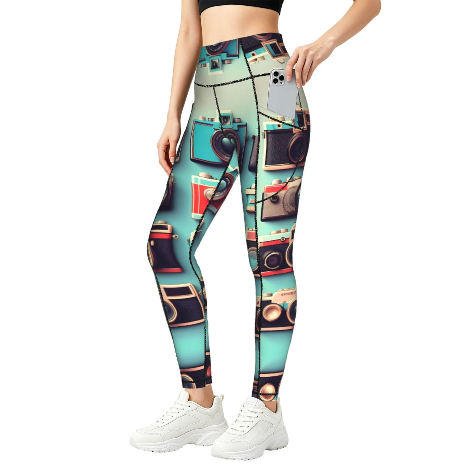 Leggings con estampado retro para entrenar al aire libre con clima variable 8