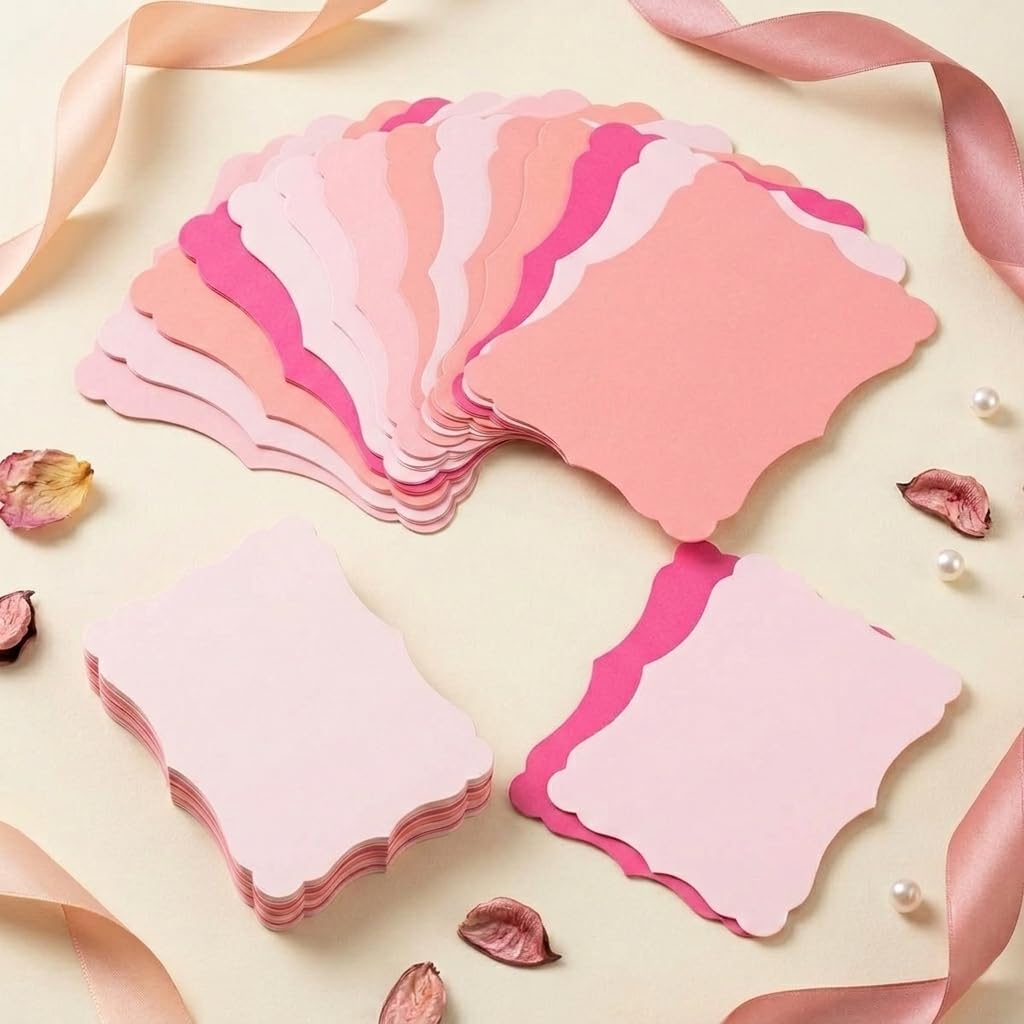 50 Pack Blank Kraft Cardstock Cards Thick Paper, 5x7 inch, Assorted 5 Pink Colors Mix