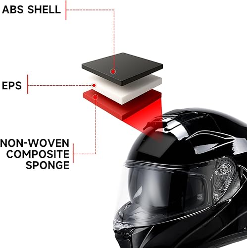 Miniatura 5 de TCMT Casco de motocicleta de cara completa aprobado por DOT para adultos, casco de bicicleta de calle de doble visera con escudo transparente y