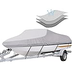iCOVER Trailerable Boat Cover- 14\'-16\' Heavy Duty Waterproof Tarp Covers, Fits V-Hull, Fish&Ski, Pro-Style, Fishing, Runabout, Bass Boats, up to 14ft-16ft Long and 68 Wide