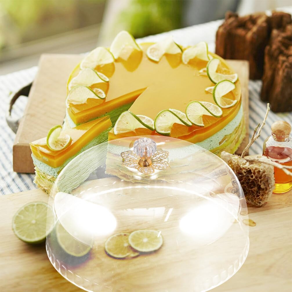 Cabilock Clear Cake Dome Cover 12 Inch Acrylic Cake Stand Cover Round Cheese Cloche Dome Food Dessert Cover for Cake Stand Dessert Plate Display Serving Platter