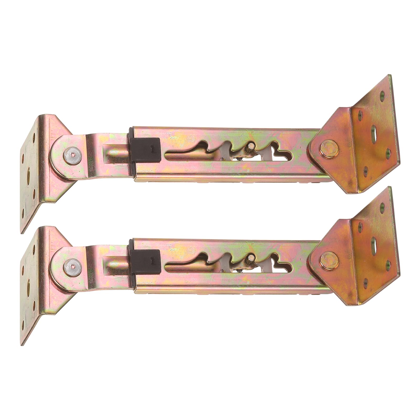 sourcing map 2Pcs 4-Gear Adjustable Lifting Bracket, Adjustable Angle Hinge Lift Rod Mechanism for Sofa Bed Massage Table Cabinet Wardrobe, Square Double End Color Zinc