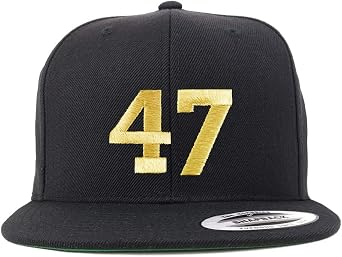 Trendy Apparel Shop Number 47 Gold Thread Flat Bill Snapback Baseball Cap