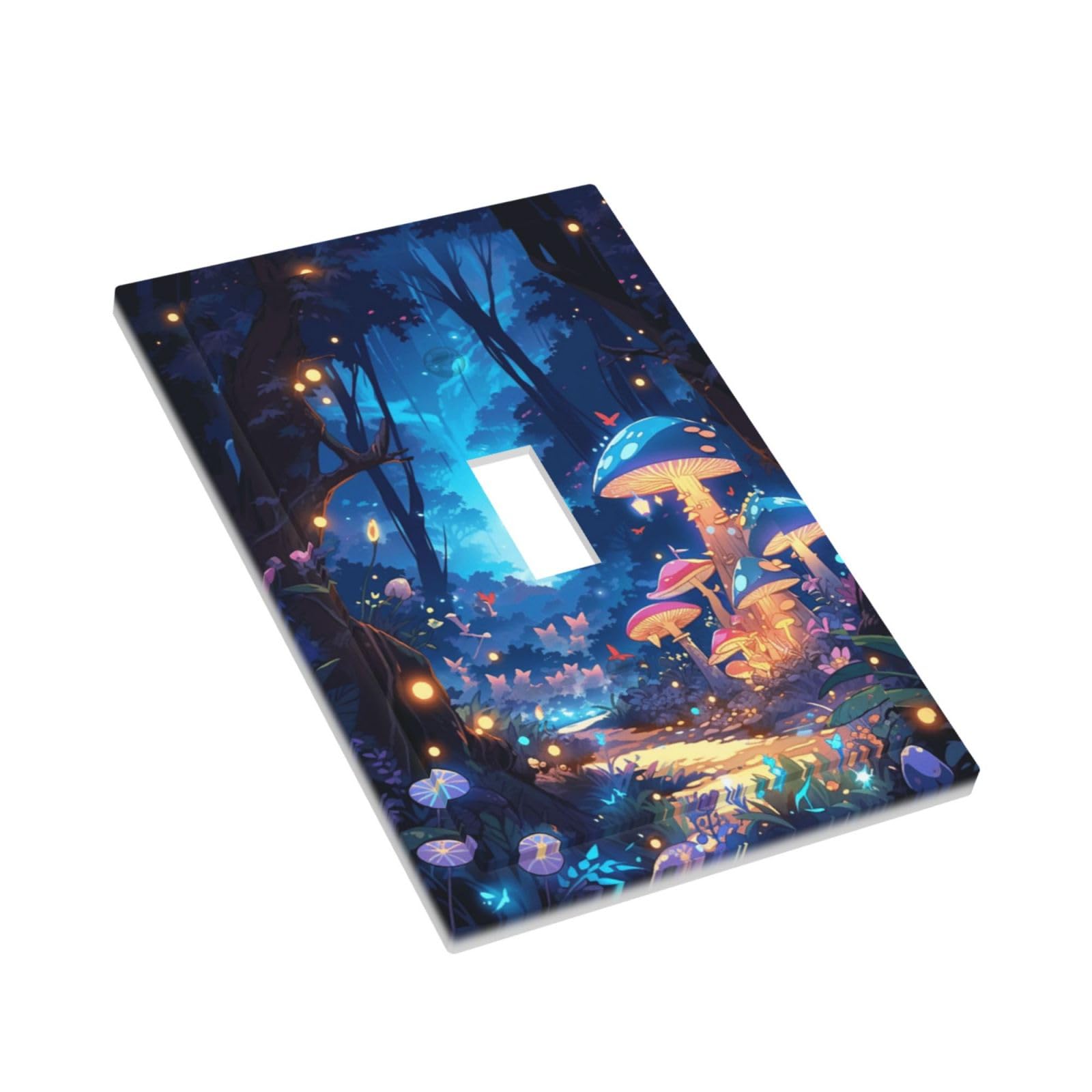 Fantasy Forest Steckdosenabdeckung – Pilz, Schmetterling & Mond Design, Dekorative 1-Gang-Wandplatte