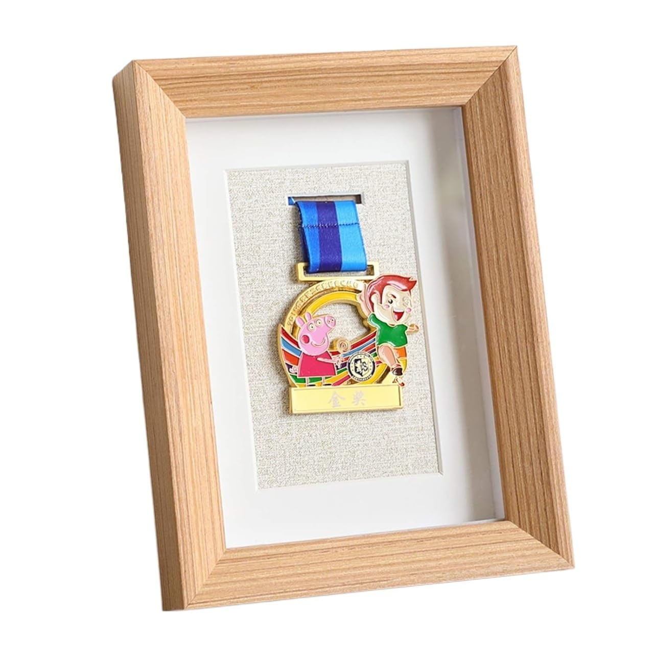 ETUELNOPT Medal Storage Box for Runners, Solid Wood Medal Display Stand Storage Box Picture Frame For Sports Medals Multiple Sizes(1 Medal,12.7 * 17.8cm)